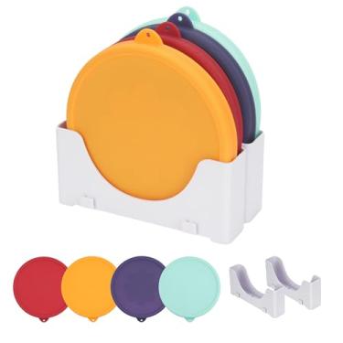 Imagem de Kiicii Organizador de tampa e tampa de silicone com 4 copos – Pacote com 4 tampas de substituição para tigelas de vidro Pyrex 7201-PC e âncora para 4 tigelas de vidro e 2 organizadores ajustáveis para
