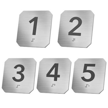 Imagem de Placas de Braille ADA para sala de exame, pacote com 5, números de sala para portas de escritório, placa de número prata escovada, centro de teste de assistência direcional de instituição educacional