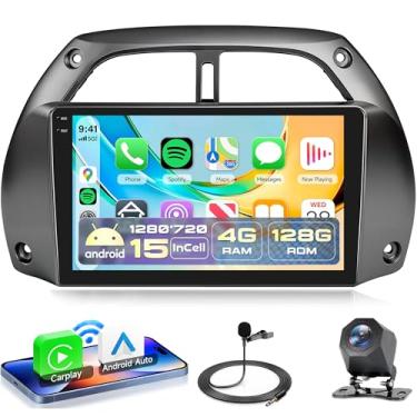 Imagem de Rádio veicular 4 núcleos 4G + 128G Android 15 para Toyota RAV4 2001-2006, Rimoody Car Stereo Wireless Carplay Andorid Auto Mirror Link 22 polegadas INCELL tela sensível ao toque GPS WiFi Bluetooth 5.0