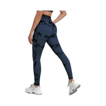 Imagem de Calças De Yoga Femininas De Cintura Alta Sem Costura Com Estampa Tie-d