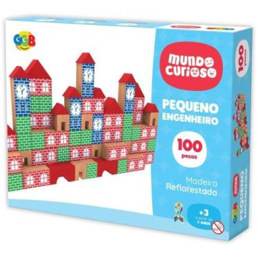 Imagem de Brinquedo Pedagógico Madeira Pequeno Engenheiro 100 Peças - Ciabrink