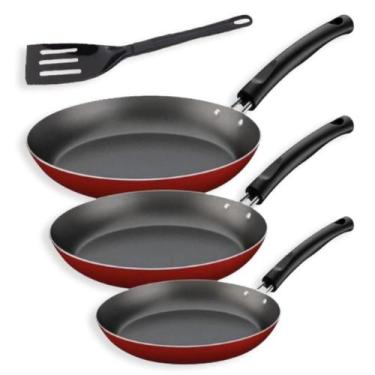 Imagem de Kit 3 Frigideira Grossa Super Antiaderente Teflon + Espátula - Doce La