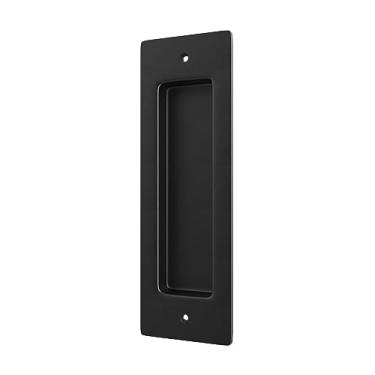 Imagem de WINSOON Puxadores nivelados de 16,5 cm, puxador de dedo plano invisível rebaixado retangular preto fosco, conjunto de maçaneta de porta de celeiro deslizante, adequado para portas de celeiro, armário,