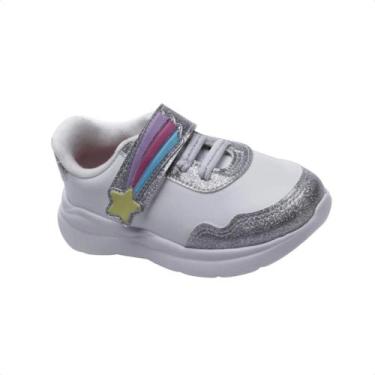 Imagem de Tênis Casual Infantil Molekinha Branco E Prata, Branco, 17
