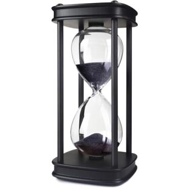 Imagem de Daya Fashion Temporizador de areia ampulheta, moldura preta com vidro transparente