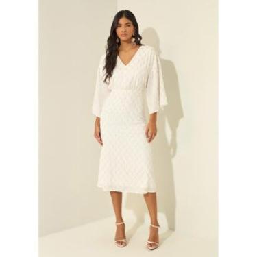 Imagem de Vestido Midi Chá De Mangas Curtas Em Tecido Bordado-Feminino