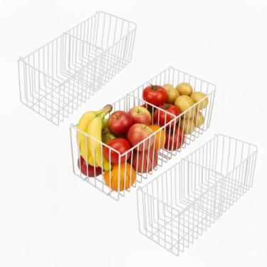 Imagem de Kit 3 Cestos Aramados Fruteira de Parede 40x15cm Multiuso para Cozinha