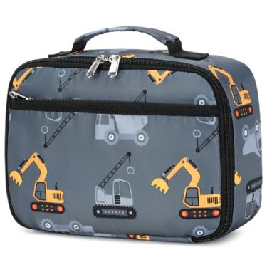 Imagem de CAMTOP Lancheira para crianças, meninos, meninas, isolada, lancheira, reutilizável, lancheira para viagens escolares (cinza de carro de engenharia)