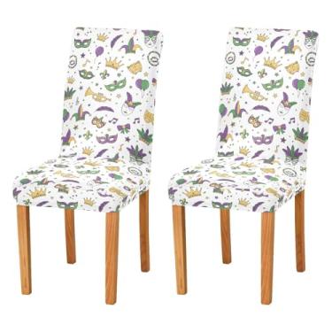 Imagem de Wassud Capas decorativas para cadeira de baile de máscaras para sala de jantar, capas elásticas para cadeiras de cozinha, laváveis, conjunto de 2