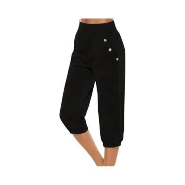 Imagem de Calças Capri plus Size De Cintura Alta Em Cor Sólida, Confortáveis E S