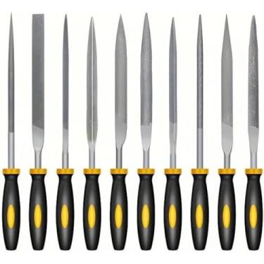 Imagem de Arquivos de nível profissional para metal: 10 peças de aço de alto carbono com alças antiderrapantes para artesanato de precisão (preto)