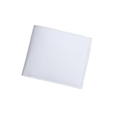 Imagem de Carteira masculina curta de couro macio macio horizontal multifuncional, Branco, One Size