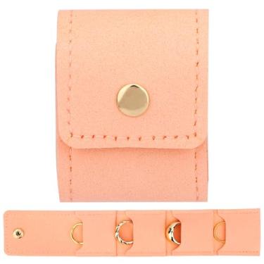 Imagem de Mini Bolsas Viagem para Joias com 4 Sacos Proteção, Dobráveis e Portáteis Bolsa Organizador Joias para Colares Brincos e Anéis Armazenar (Rosa)