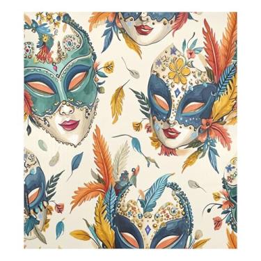 Imagem de Blueangle Capa de ímã de lava-louças padrão de máscaras de carnaval, decoração de capa de lava-louças frontal, adesivos de eletrodomésticos, adesivos de eletrodomésticos, 58 cm C x 66 cm adesivo