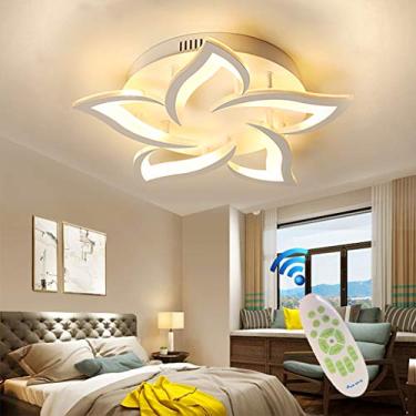 Imagem de Luminária de teto LED moderna e criativa, com controle inteligente de intensidade de luz, formato de flor e cúpula de acrílico branco, ideal para quartos infantis e de meninos e meninas. Dim