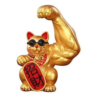 Imagem de Wswqop Estatueta Chinesa de Gato Feng Shui Acenando para Dar As Boas-vindas à Porta Do Gato, Decoração de Interiores para Sala de Estar, Sorte Esquerda