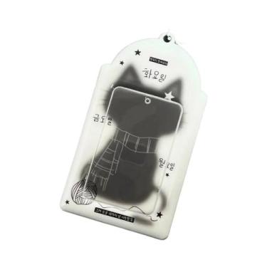 Imagem de Porta-Cartões Preto E Branco Com Orelhas De Gato Kpop Em Couro PU Para