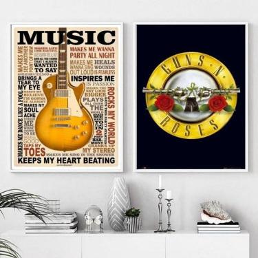 Imagem de Kit 2 Quadros Music Life - Guns `N` Roses 33X24Cm - Vidro