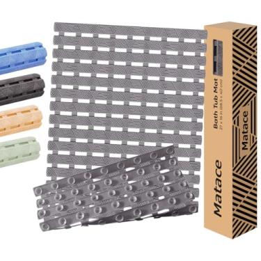 Imagem de Tapete de banheira antiderrapante - para interior da banheira e chuveiro, grande 101 x 40 cm, ventosas fortes 261, superfície texturizada macia, drenagem rápida e secagem rápida, tapete de segurança