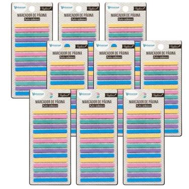 Imagem de Cartela de Marcador de Página Adesivo Translúcido Colorido Fita Tirinha Marca Texto Flag Index (9, Candy Color)