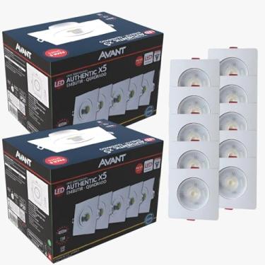 Imagem de Kit 10 Spots LED Quadrado de Embutir 5W 3000K Luz Amarela Quente Direcionável Bivolt