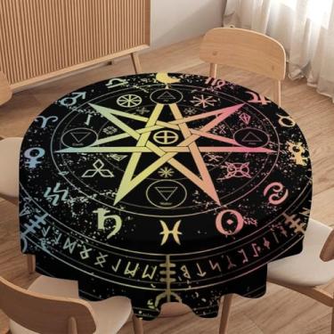 Imagem de ShiTingYu Toalha de mesa mística boêmia zodíaco astrologia, boêmia, vintage, estampa de tarô, vintage, toalha de mesa para festa, casa, jantar, cozinha, toalha de mesa redonda 91 x 91 cm