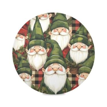 Imagem de STAYTOP Gnomos de Natal fofos jogos americanos redondos 6 peças, tapetes de mesa antiderrapantes fáceis de limpar para casa, cozinha, churrasco, festa, decoração de mesa