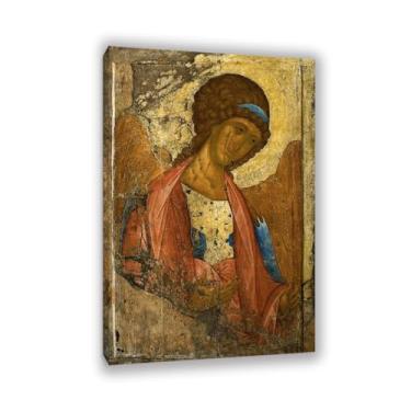 Imagem de SDYJ6GSW Arcanjo Miguel por Andrei Rublev Pôster Impressão Vintage Pintura Tela Andrei Rublev Arte de Parede Estética Presente de Feriado Decoração de Casa para Sala de Estar Igreja Moldura 120x80cm