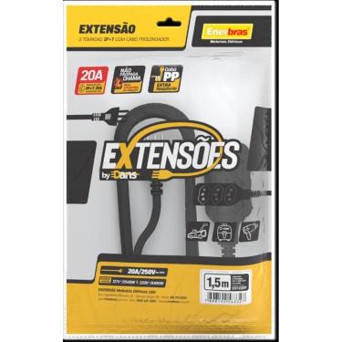 Imagem de Extensão 3 Tomadas 2P+T 20A/250V 1,5 Metros Preto Bivolt