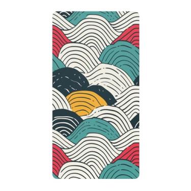 Imagem de Blueangle Lençol de berço padrão para berço infantil - Lençóis de algodão macio e respirável com ondas abstratas (873)