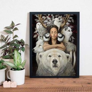 Imagem de Quadro Decorativo Sagrado Feminino 33X24Cm - Madeira Preta