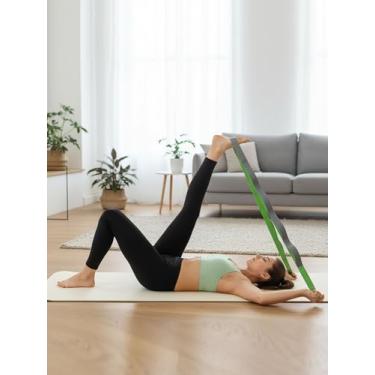 Imagem de 10 alças elásticas para ioga para treino em casa, exercícios, pilates e ginástica, faixas elásticas não elásticas para mulheres e homens, cinza + verde