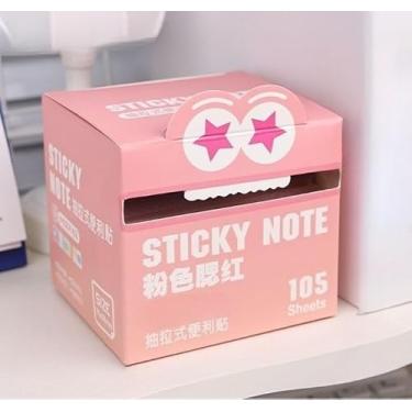 Imagem de Notas adesivas com estampa de monstro fofo, 105 pçs/caixa de notas engraçadas de animais, blocos de notas fáceis de postar, lista pequena para fazer, material de guia escolar para escritório (rosa)