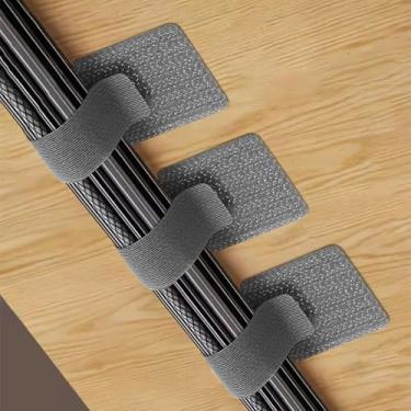 Imagem de 10 peças de abraçadeiras de gancho e laço correias autoadesivas para organizador de cabos traseiros para gerenciamento de mesa de escritório em casa