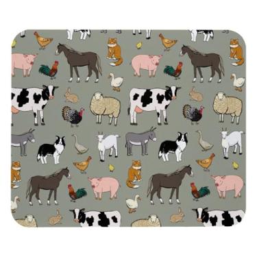 Imagem de Tapete de rato de vaca porco de animais de fazenda, base de borracha com design de personalidade para decoração de escritório para laptop, computadores