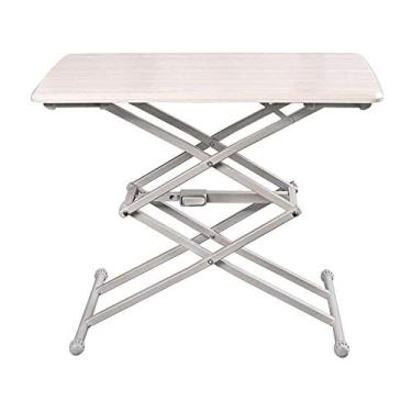 Imagem de Mesa dobrável de madeira com quatro dobras, mesa de canto para casa, mesa de computador dobrável simples com prateleira, adequada para espaços pequenos (tamanho: M)