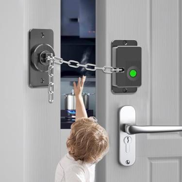Imagem de KIZZHISI Fechadura de porta à prova de impressão digital infantil, 2 peças, fechadura de geladeira com impressão digital e fechaduras de porta para segurança das crianças, para fechadura de porta
