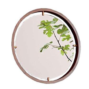 Imagem de Espelho de parede - espelho redondo espelho rústico para banheiro, entrada, sala de jantar, sala de estar. Espelho redondo de madeira para parede espelho de penteadeira grande círculo parede M