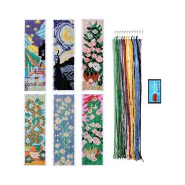 Imagem de Conjunto De Marcadores De Livro Vintage Floral Em Ponto Cruz, 6 Peças,