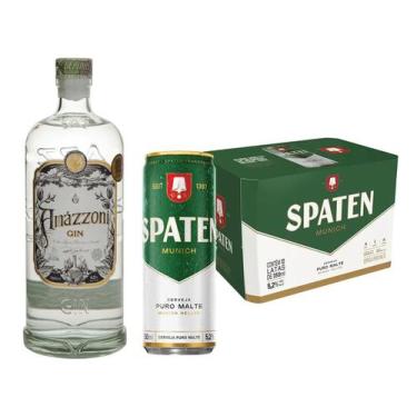 Imagem de Kit Gin Amázzoni Tradicional 750ml + Cerveja  - Spaten Puro Malte 12 U
