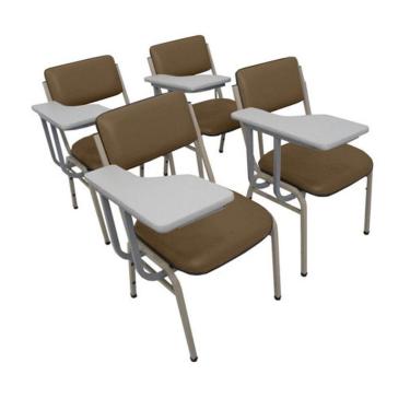 Imagem de Kit com 4 Cadeiras Escolar Universitária para Auditórios Linha Hotel Smart Marrom