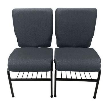 Imagem de 02 Cadeiras para Igrejas c/ Porta Biblía e Porta Cálice Cinza