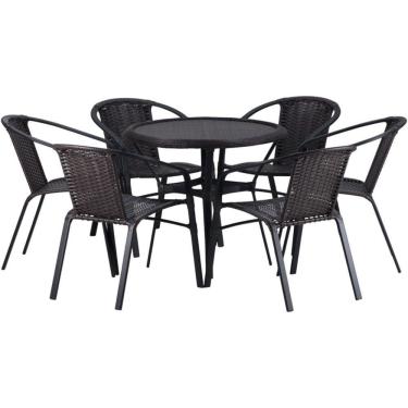 Imagem de 6 Cadeiras E Mesa Floripa Tampo Tramado Alumínio Trama Argila