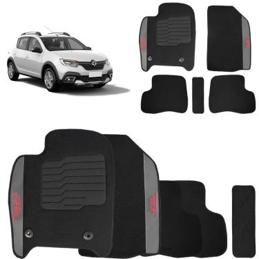 Imagem de Jogo de Tapete Carpete Sandero Stepway 2008 a 2025 Preto 5 Peças