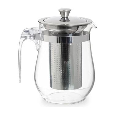 Imagem de Chaleira Infusor 500 mL com Filtro Inox e Tampa - Vidro Transparente
