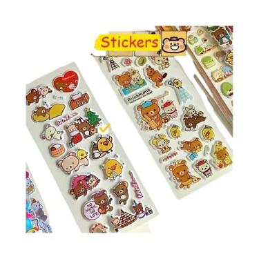 Imagem de Adesivos Kawaii Rilakkuma Em Bolha, 12 Folhas, 3D, Desenhos Animados, 