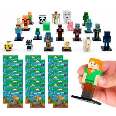 Imagem de 24 Bonecos Sortidos Colecionáveis Minecraft Multikids Mini Figuras Col