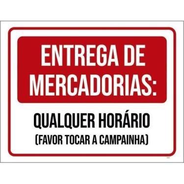 Imagem de Kit 3 Placa Acm Entrega Mercadorias Qualquer Horário 18X23 - Sinalizo