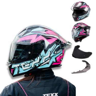 Imagem de Capacete TEXX Raptor Genesis Azul e Rosa