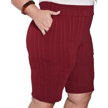 Imagem de Bermuda Feminina c/ bolso PLUS SIZE - EMPÓRIO J, Vinho, G2